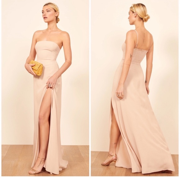 Reformation Ingrid Dress In Champagne Size 4 - Picture 4 of 14
